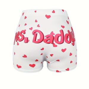 Playful Heart Print High Waist Women's Shorts